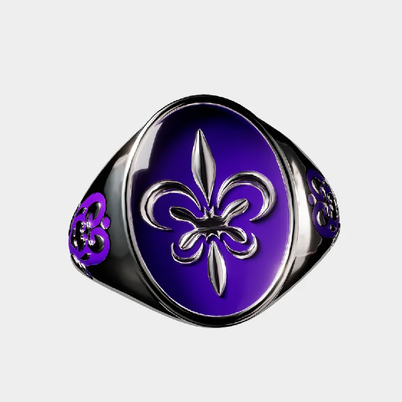 zodiac rings for women -Fleur de Lis - Purple Ring