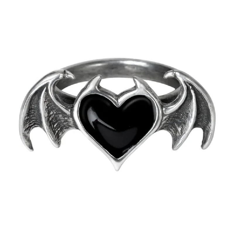 emerald rings for women -Black Soul Demon Heart Ring by Alchemy Gothic