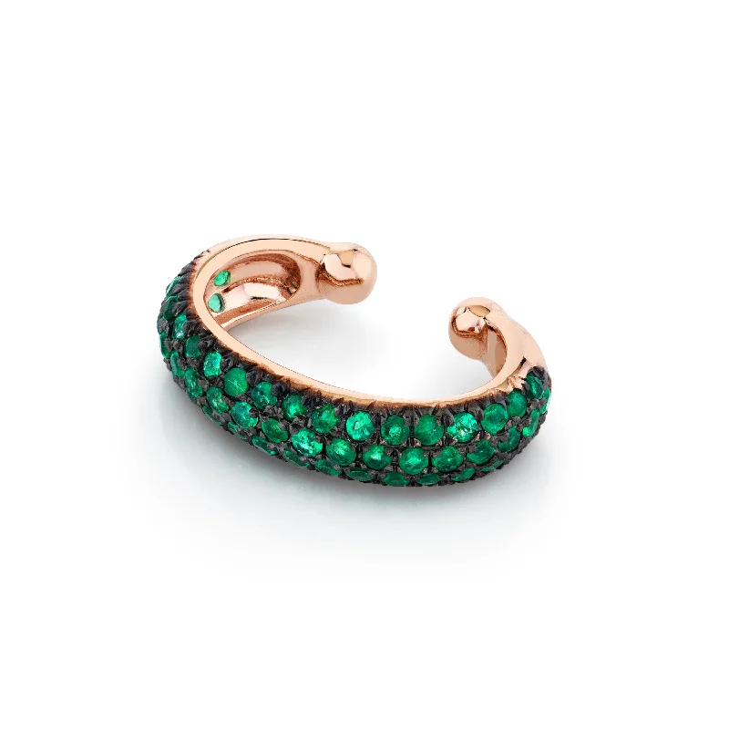 women's gold bangles -READY TO SHIP EMERALD JUMBO EMERALD EAR CUFF