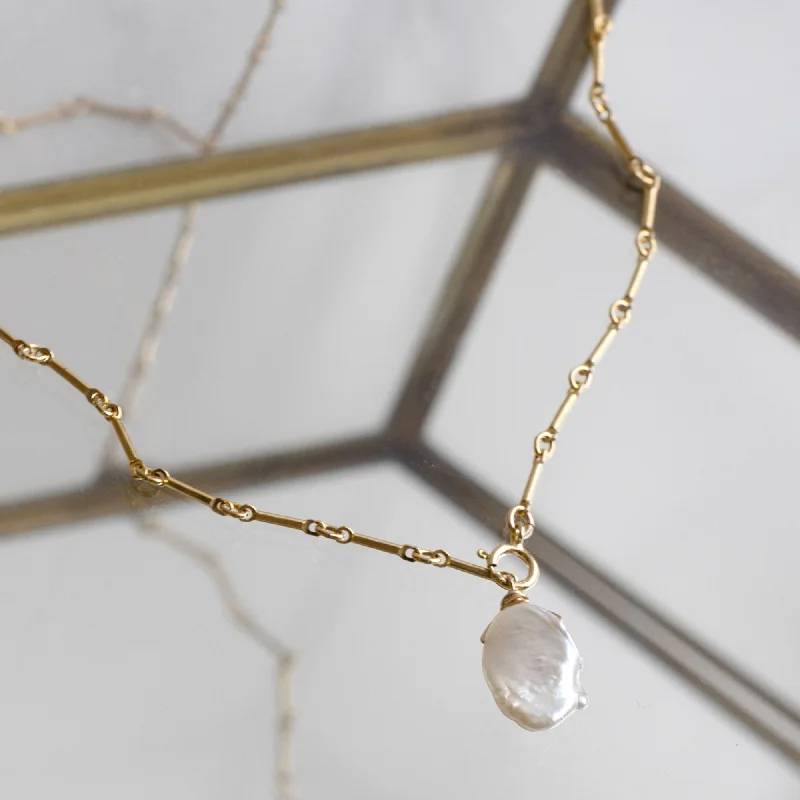 fine jewelry necklaces -The Keshi Pearl Necklace | Gold Filled