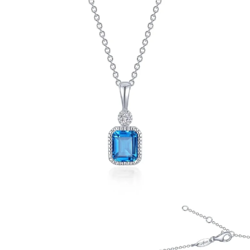 wedding gift necklaces for women -SS/PT 0.91cttw Simulated Diamond & Simulated Blue Topaz Pendant Necklace