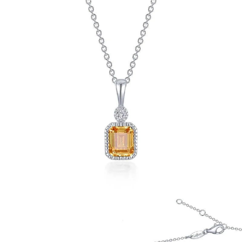 birthstone pendant necklaces for women -SS/PT 0.91cttw Simulated Diamond & Simulated Yellow Topaz Pendant Necklace