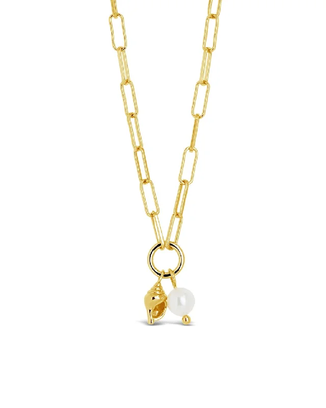 stylish necklaces for women -Beverly Pearl & Shell Charm Necklace