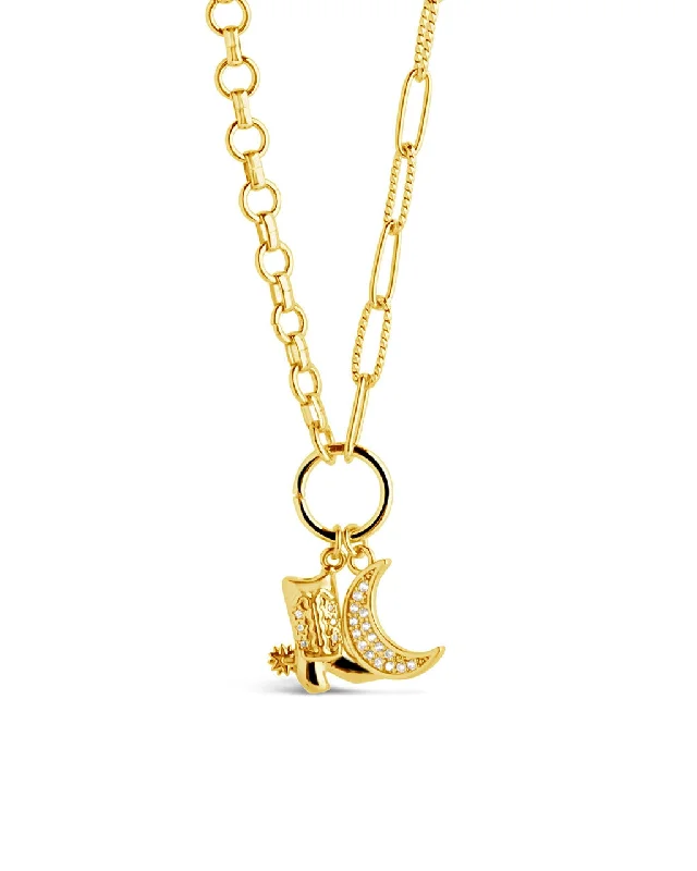 fancy necklaces for women -Kelsea CZ Boot & Moon Pendant Charm Necklace