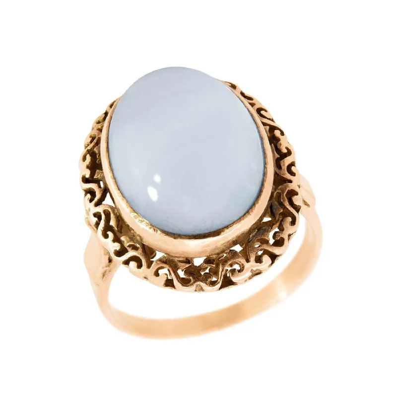 custom engraved rings for women -Art Deco 14k Moonstone Statement Ring