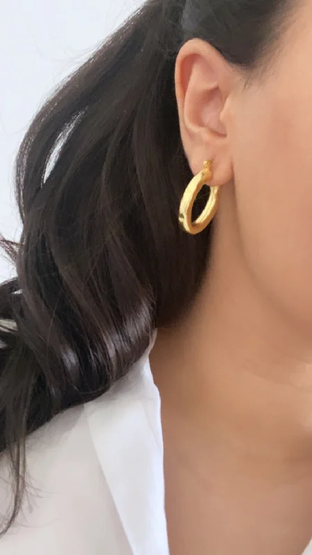 rose gold earrings for women -Hammered 0 hoops