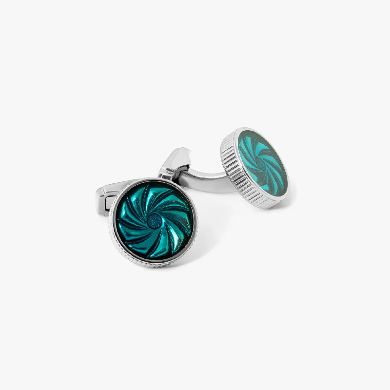 precious stone bracelets for women -THOMPSON Optical Lens Cufflinks in Palladium Plated with Blue Enamel