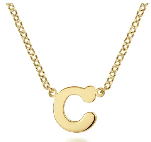 diamond heart necklaces for women -14K Yellow Gold C Initial Necklace 17.5" by Gabriel