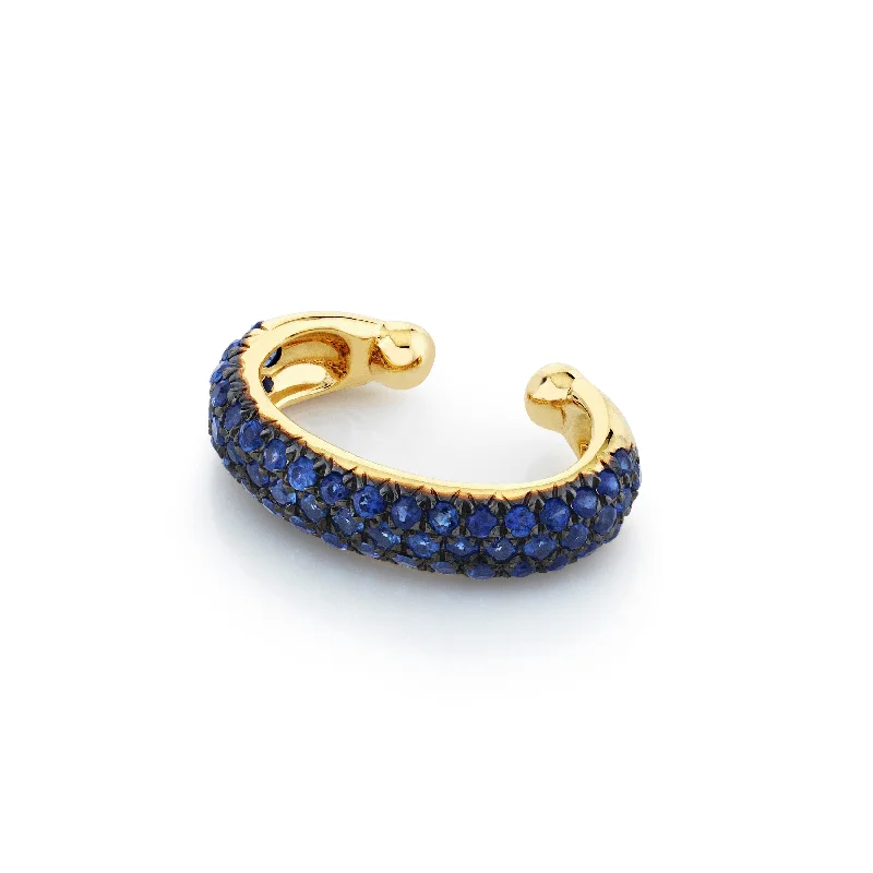 chic leather bangles -READY TO SHIP BLUE SAPPHIRE JUMBO PAVE EAR CUFF