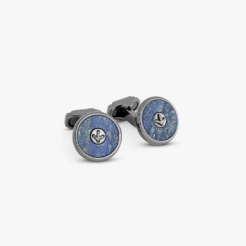 luxury tennis bracelets -THOMPSON Semi Precious Button cufflinks in blue