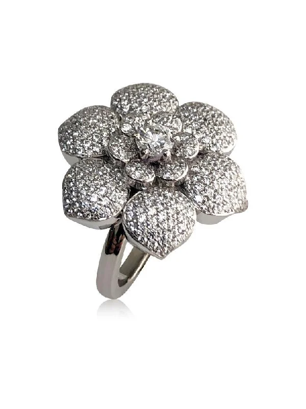 cluster rings for women -Flower petal pave set ring