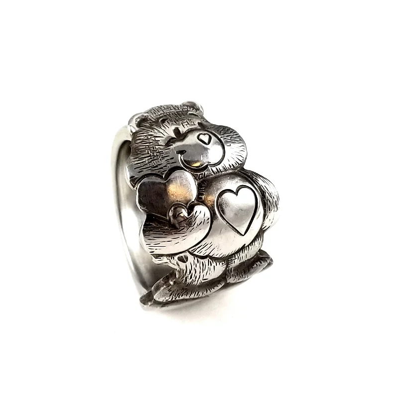 simple rings for women -Vintage Tenderheart Care Bear Stainless Steel Spoon Ring - Size 8 & Larger