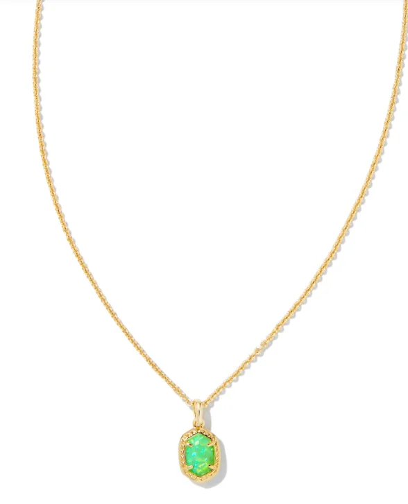 multi-layered necklaces for women -Daphne Gold Bright Green Kyocera Opal Framed Short Pendant Necklace by Kendra Scott