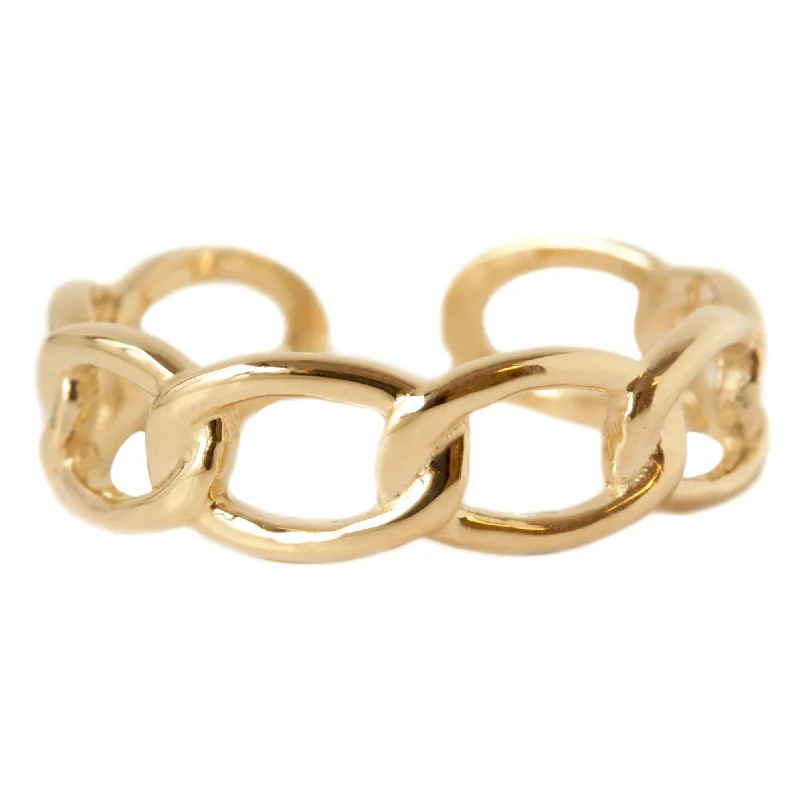 diamond cluster rings -Gold Chain Free Size Cuff Ring