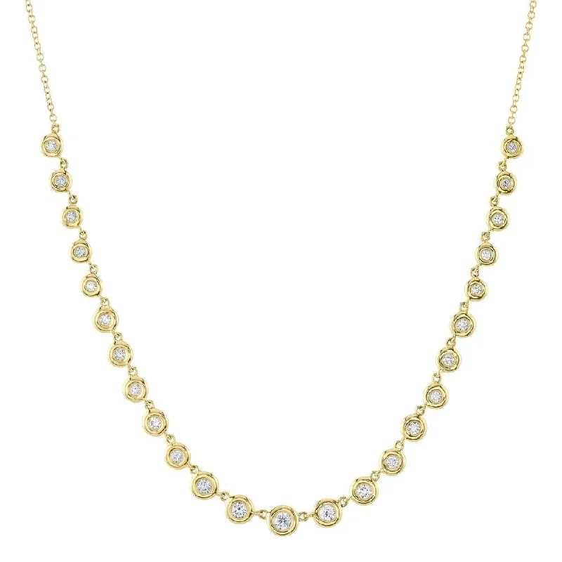 vintage gold necklaces for women -0.60CT DIAMOND BEZEL NECKLACE