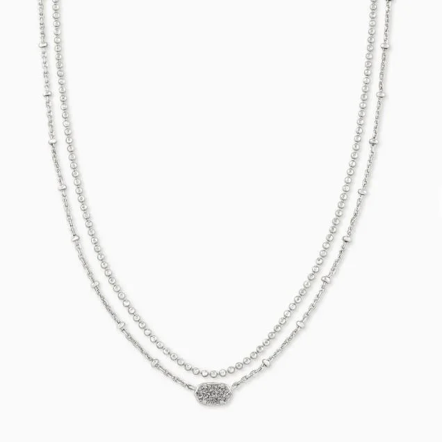 chic pendant necklaces for women -Emilie Silver Multi Strand Necklace Platinum Drusy by Kendra Scott