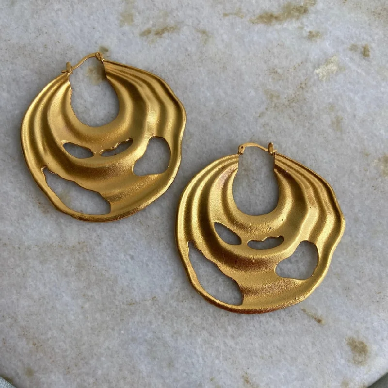 cute earrings for women -Mismatched molten hoops