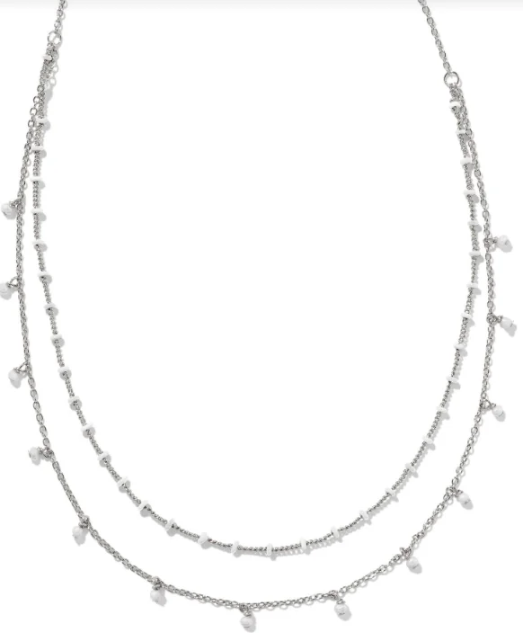 gemstone-studded necklaces for women -Eve Silver White Mix Multi Strand Necklace by Kendra Scott