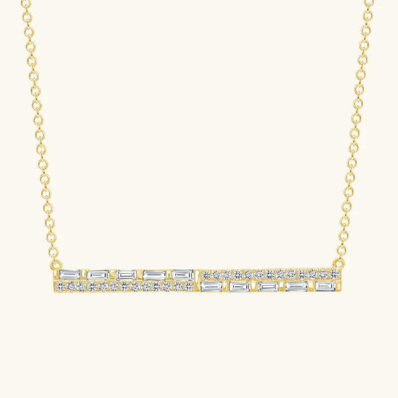 shell necklaces for women -The Diamond Baguette Bar Necklace