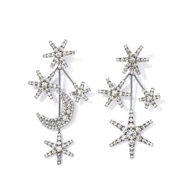 ethnic earrings for women -North Star Rhinestone Dangle Earrings