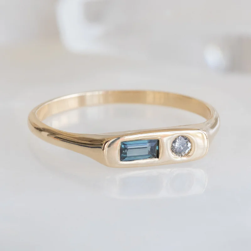 chic necklaces for women -The Asymmetrical Sapphire + Diamond Signet Ring | 10K Yellow Gold