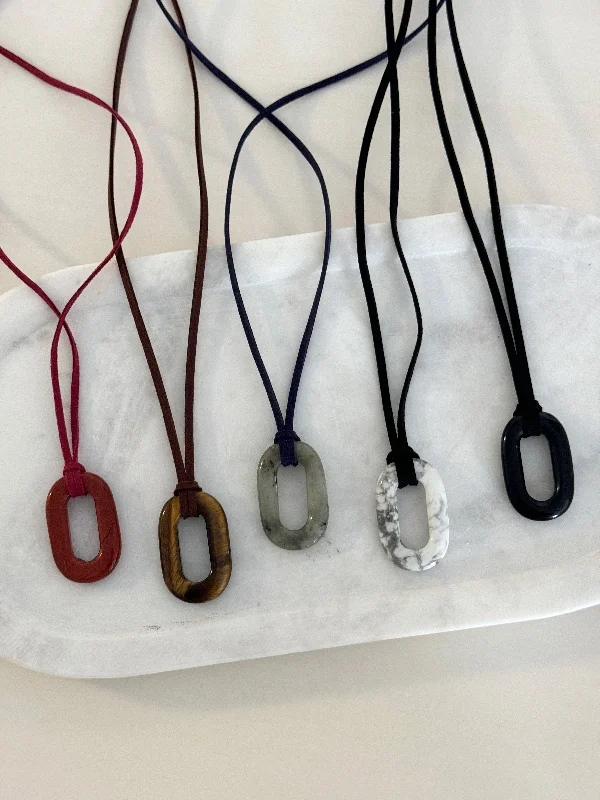 gemstone necklaces for women -STONE ON SUEDE