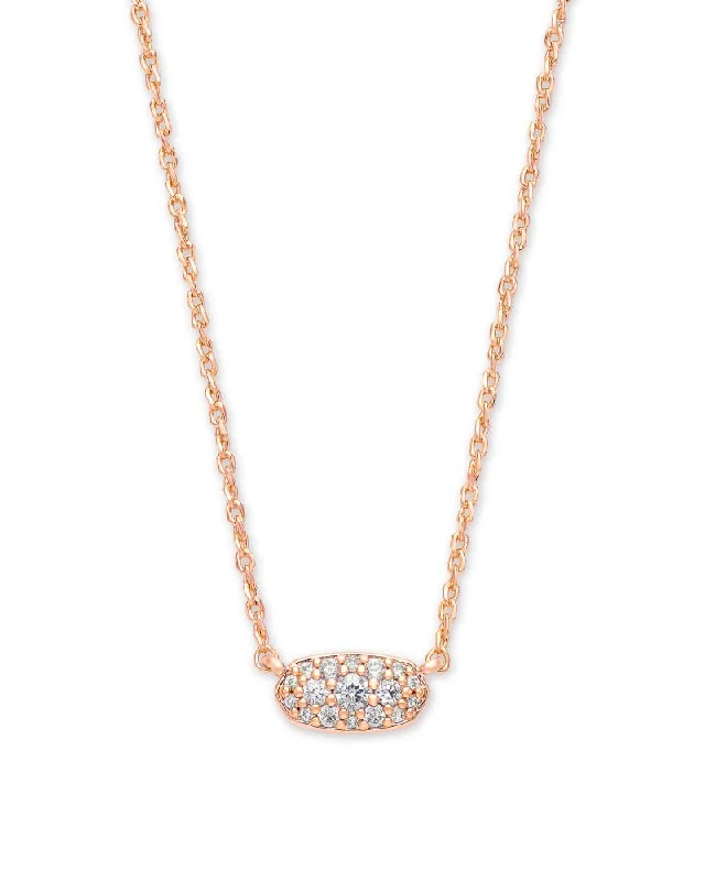 vintage necklaces for women -Grayson Rose Gold Plated Crystal Necklace with White CZ by Kendra Scott