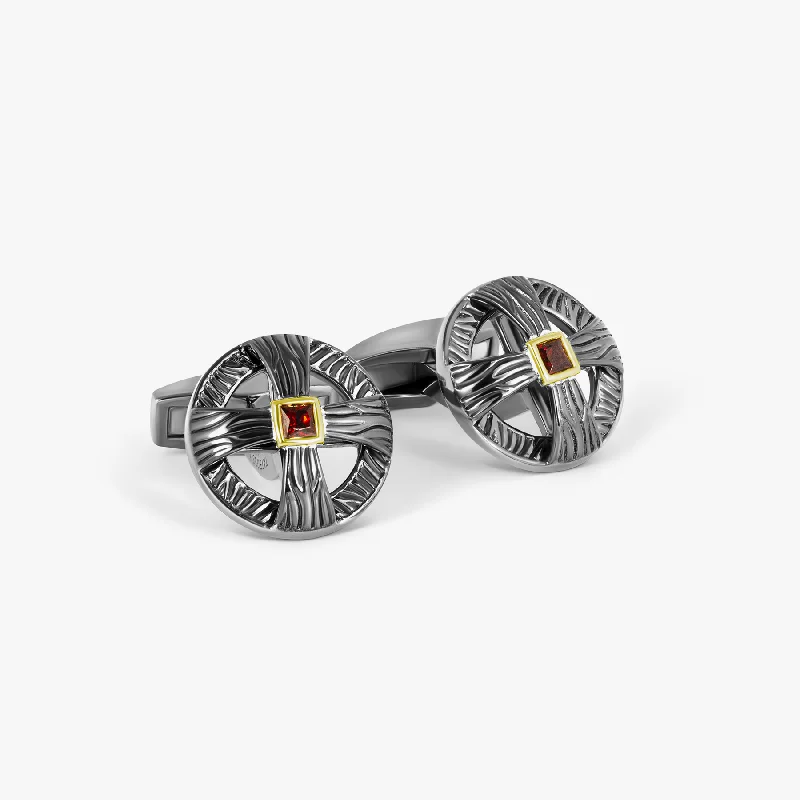 fashion bangles for weddings -Yerevan Heritage Cufflinks In Oxidised Sterling Silver (Limited Edition)