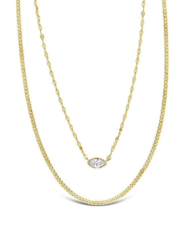 delicate gold necklaces -CZ Dainty Layered Necklace