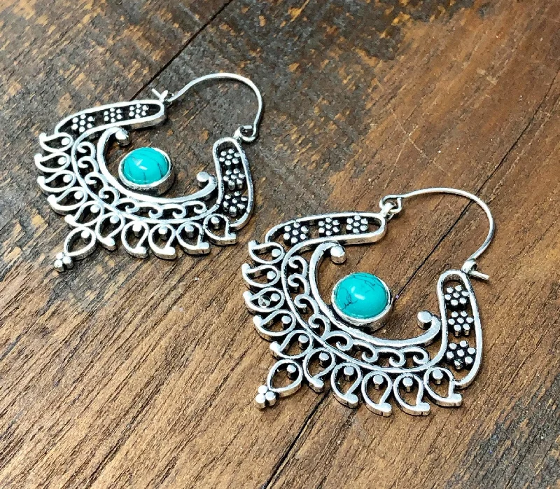 cute earrings for women -Turquoise Bohemian Earrings