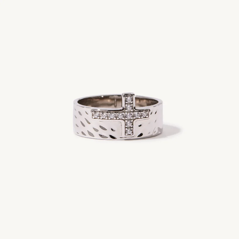 wedding bands for women -Celestina Cross Ring