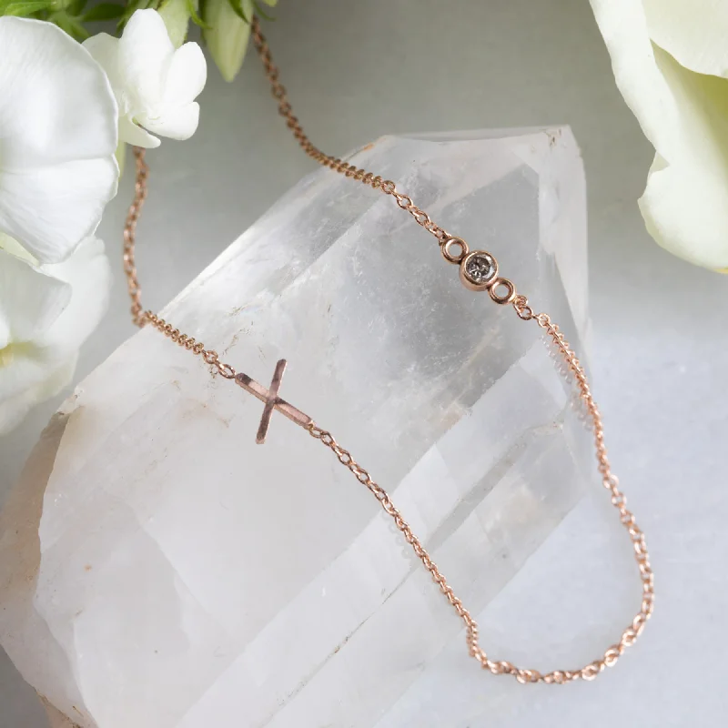 birthstone necklaces for gifts -The XO' Salt and Pepper Diamond Necklace | 14K Rose Gold