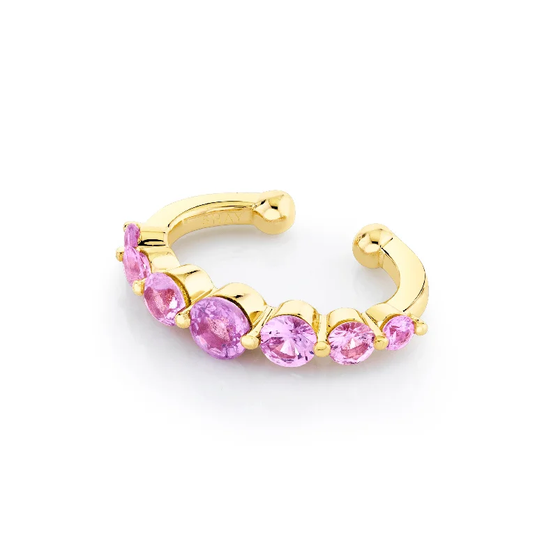 colorful beaded bangles -PINK SAPPHIRE GRADUAL ROUND EAR CUFF