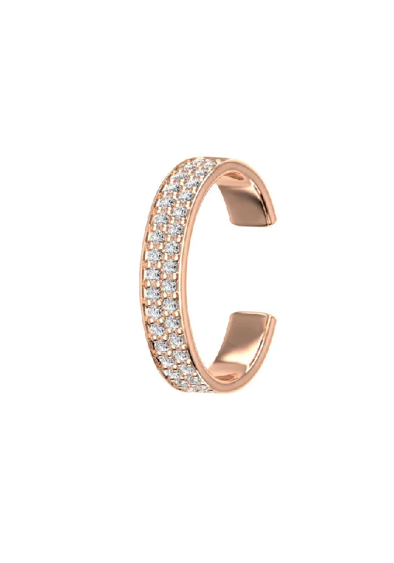 silver bangles for women -Pave 18K Rosegold Ear Cuff w. Lab-Grown Diamonds