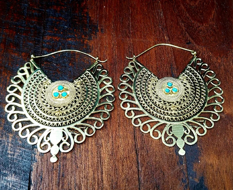 elegant earrings for women -Gold Empress Turquoise Earrings