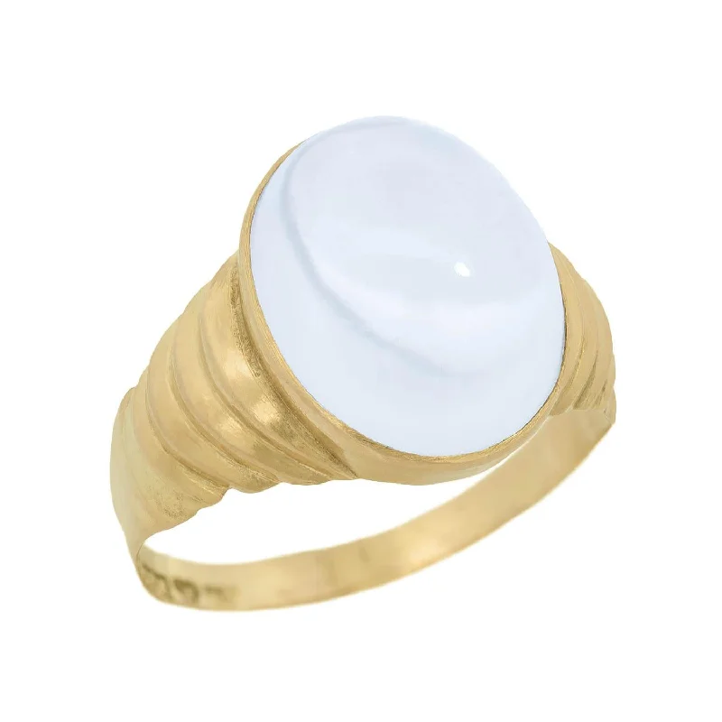 elegant gemstone rings -Retro Swedish 18k Moonstone Statement Ring