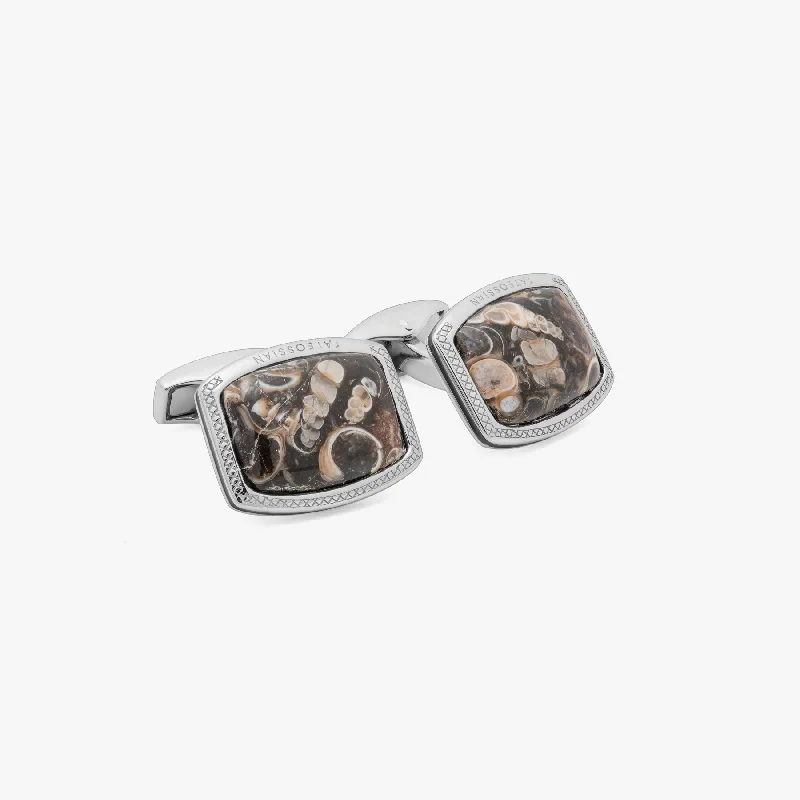 beaded charm bracelets -Turritella Agate Cufflinks In Sterling Silver (Limited Edition)