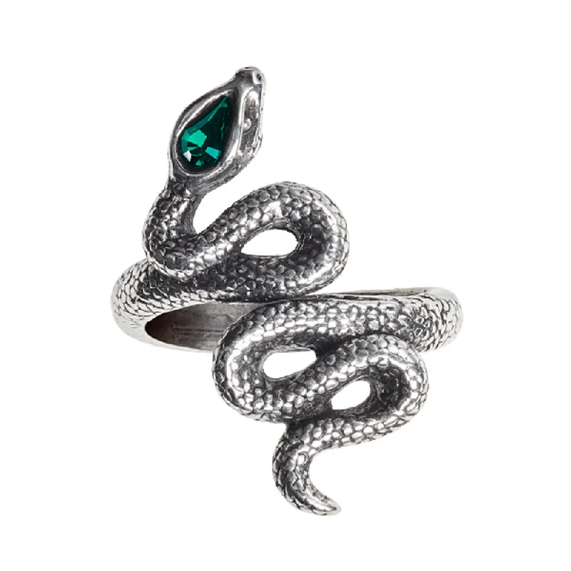 cute rings for women -Psalm 68 Emerald Serpent Ring by Alchemy Gothic