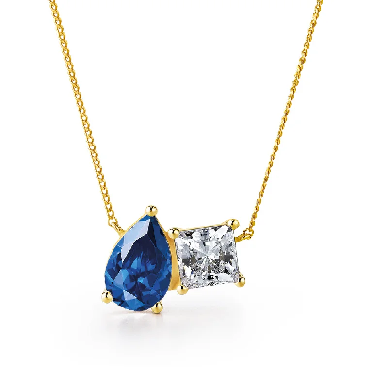 vintage necklaces for women -Toi et Moi Tru-Sapphire and Princess Necklace