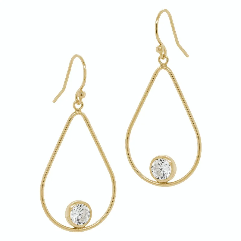 mixed metal earrings for women -Open Teardrop CZ Earrings