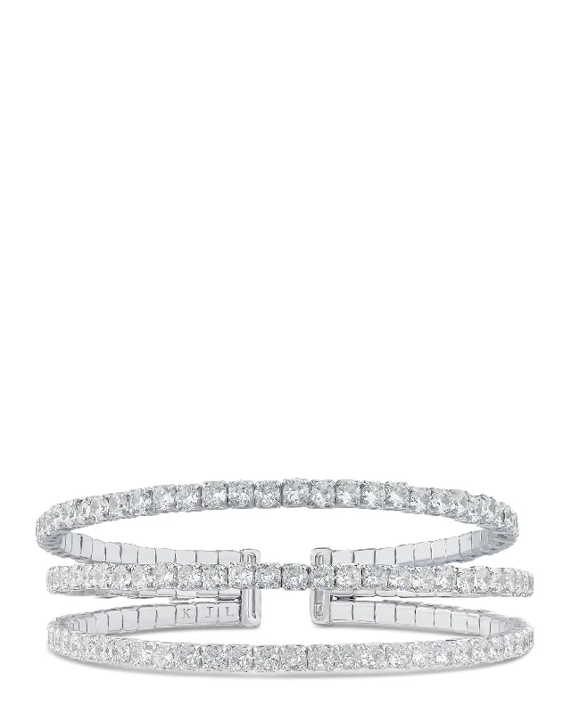 diamond tennis bangles -Triple Row CZ Cuff