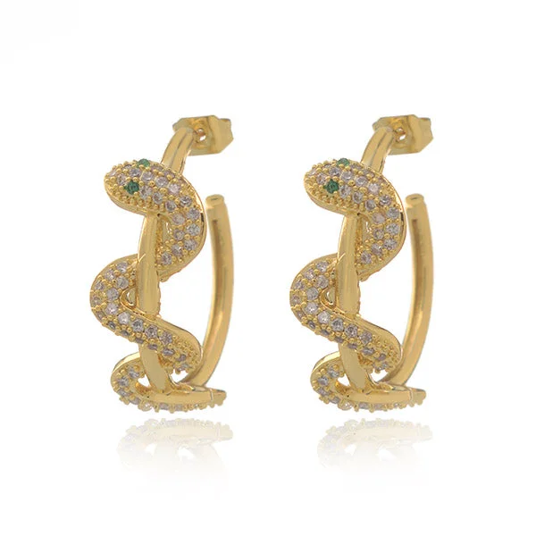 glamorous earrings for women -Spiral Snake Hoop