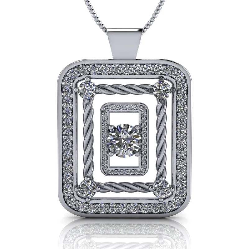 charm necklaces for women -Moissanite Rectangle Pendant Necklace 3.11 CTW