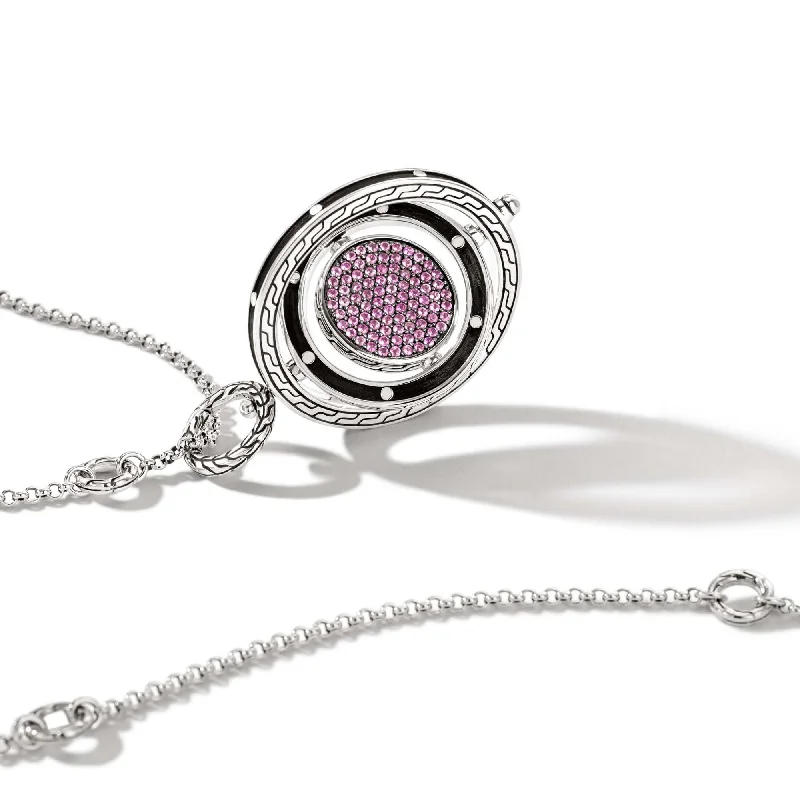 engagement necklaces for women -Dot Moon Door Silver Pink Tourmaline Necklace by John Hardy