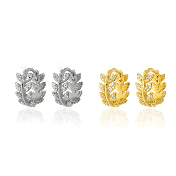 artistic earrings for women -Laurel Wreath Huggie