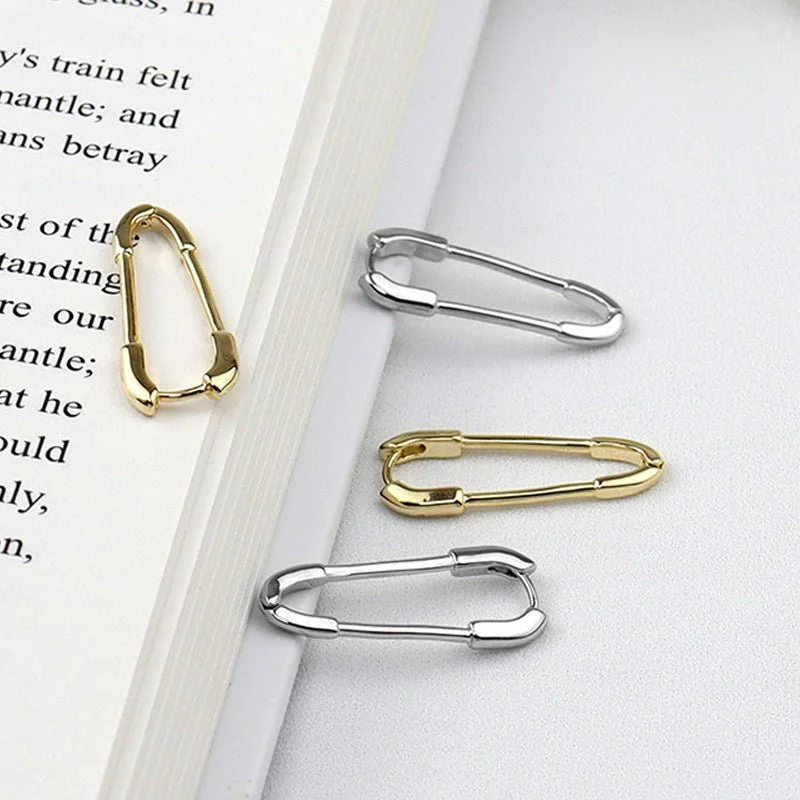 hoop earrings for women -Safety First Safety Pin Hoop Earrings