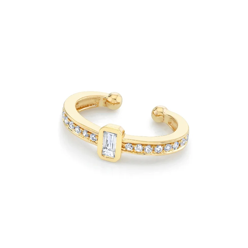 modern bangles for women -MIXED DIAMOND BAGUETTE EAR CUFF