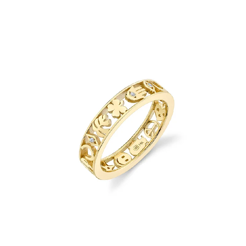 flower rings for women -Gold & Diamond Open Icon Ring