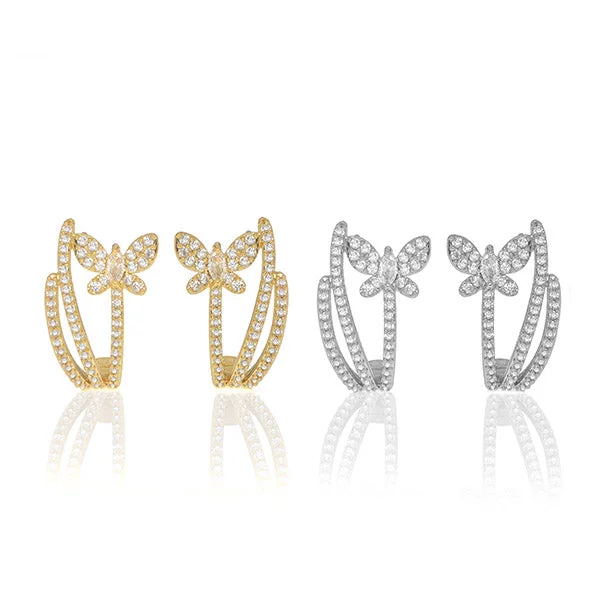 women's gold earrings -Social Butterfly Studs