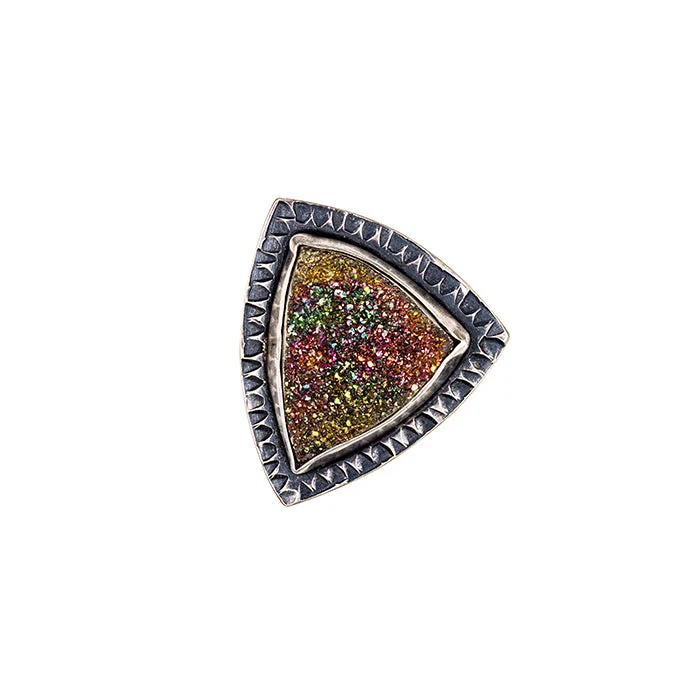 elegant rings for women -Rainbow Druzy Ring - size 6.5